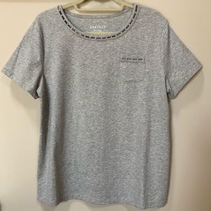 Ava and Viv Gray Pearl Knit Tee NWOT